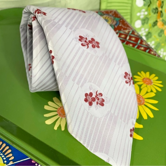 70s Wide Floral Tie-Colossio Di Roma - Picture 6 of 6